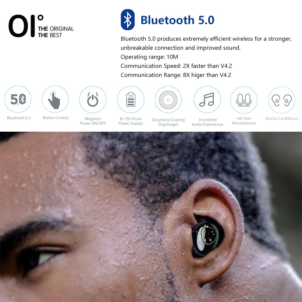 Tai Nghe Thể Thao Không Dây OI M8b Pro True Wireless Bluetooth 5.0 Thời Gian Phát Nhạc Lên Đến 8 Giờ