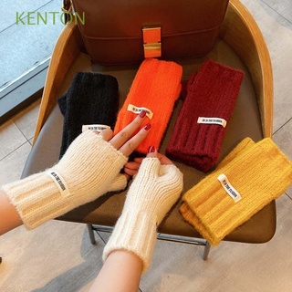 Găng tay len hở ngón màu trơn dày dặn giữ ấm cho nam và nữ