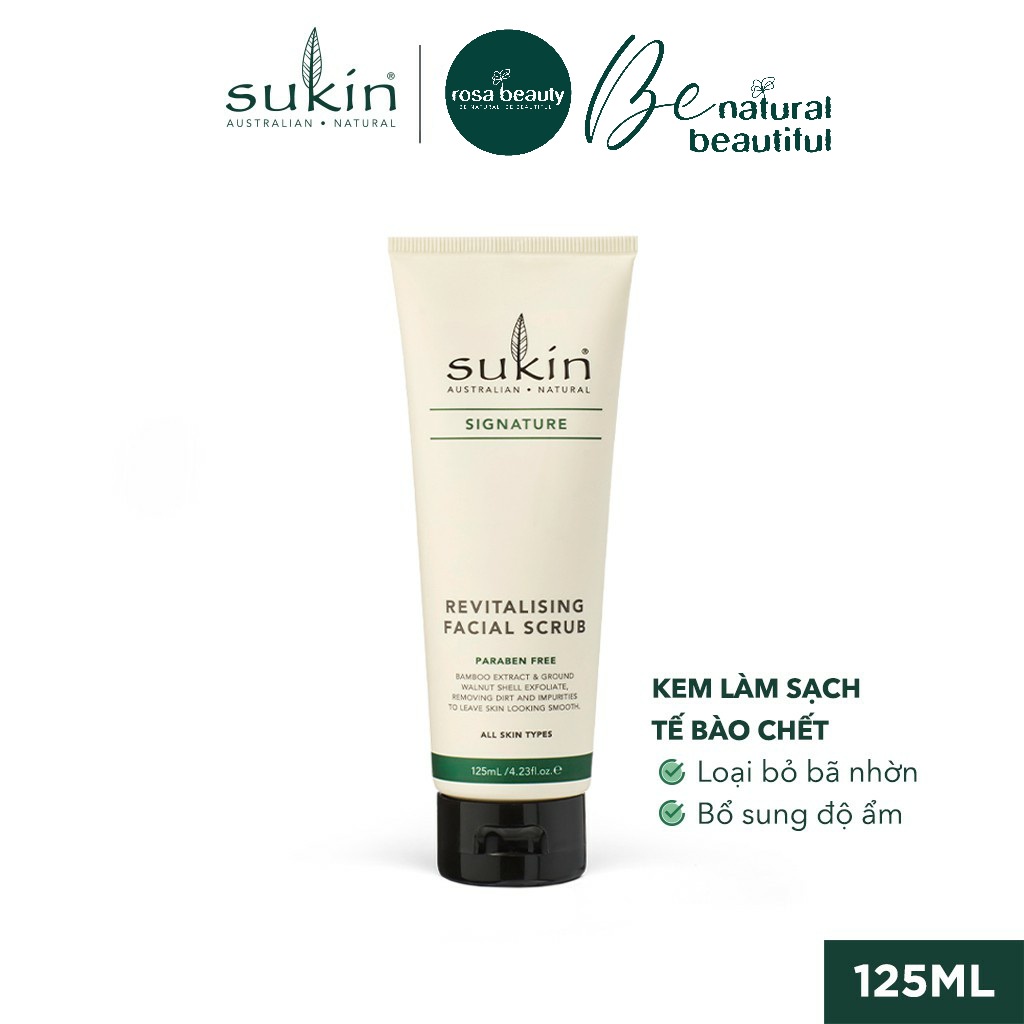 Kem tẩy tế bào chết da mặt Sukin Signature Revitalising Facial Scrub 125ml [Rosa Beauty]