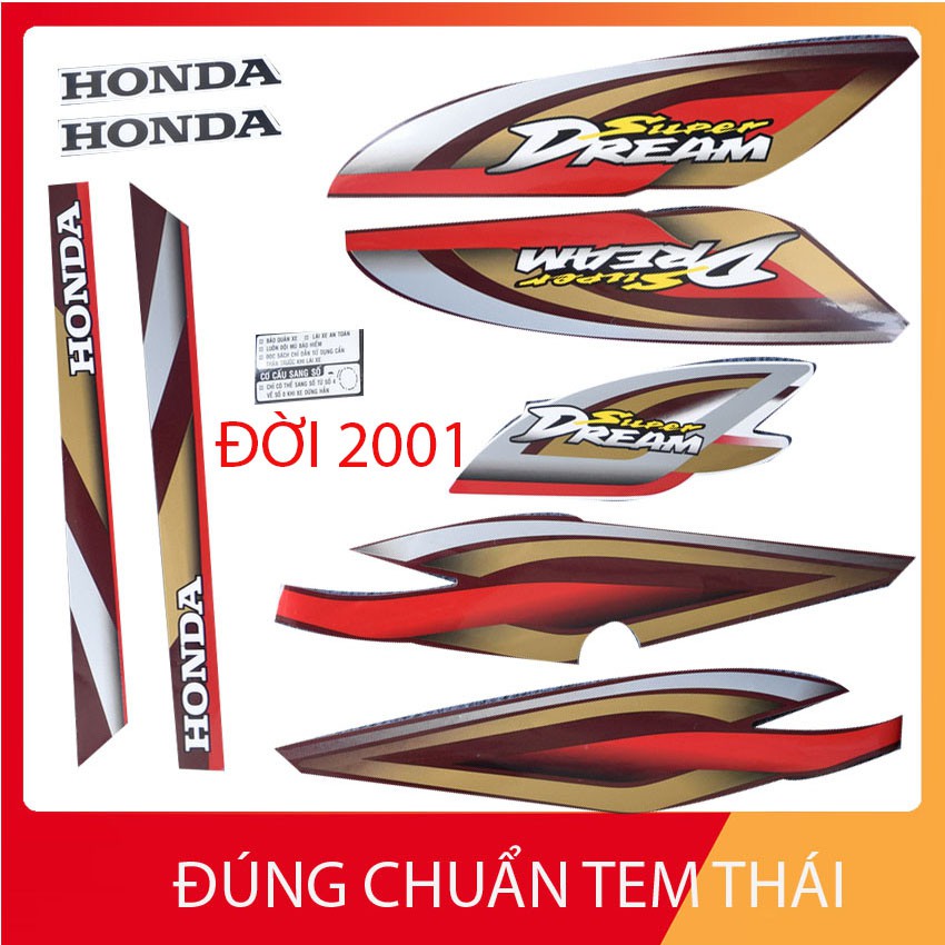 [CHUẨN TEM THÁI] BỘ TEM 3 LỚP HÀNG XỊN CHO SUPER DREAM ĐỜI 2001