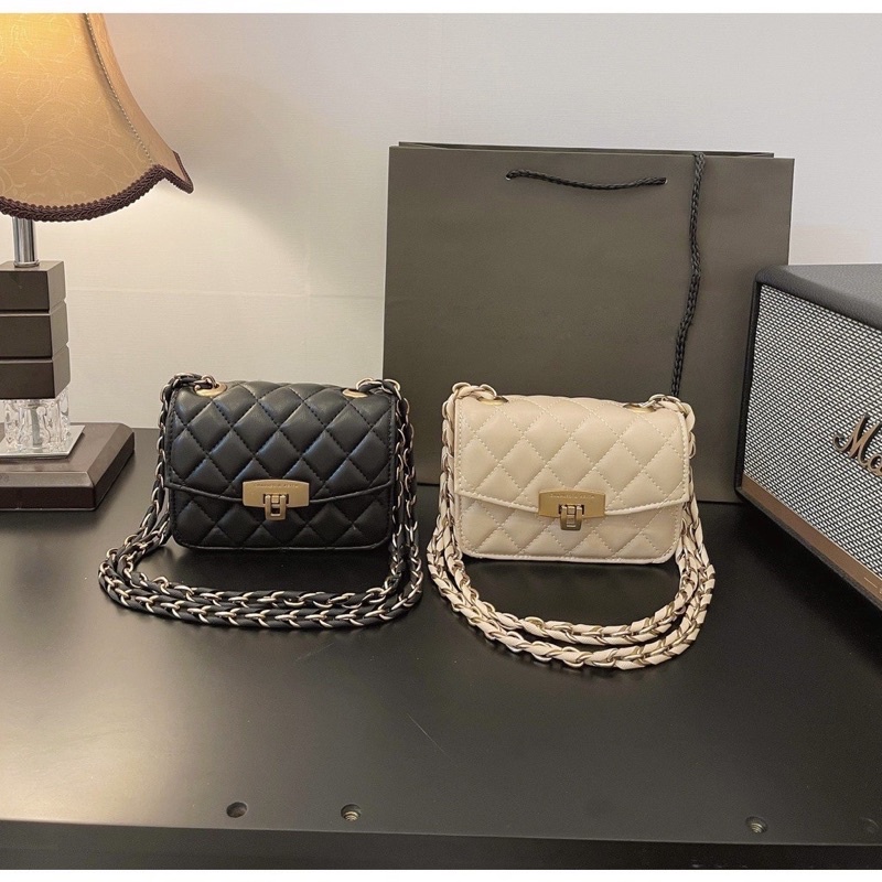 Túi xách nữ mini giá rẻ thêu trám khoá gập vàng Zuliashop8386