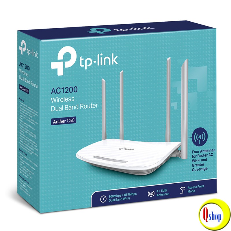 Bộ Phát Wifi TP-LINK Archer C50 AC1200 băng tần kép - Chính Hãng