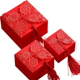 Hộp đựng bánh phu thê kèm dây tua