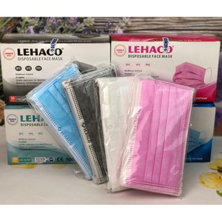 Khẩu trang y tế Lehaco 4 lớp màu Kháng khuẩn Xanh / Hồng / Trắng/ Xám 50 cái/ hộp