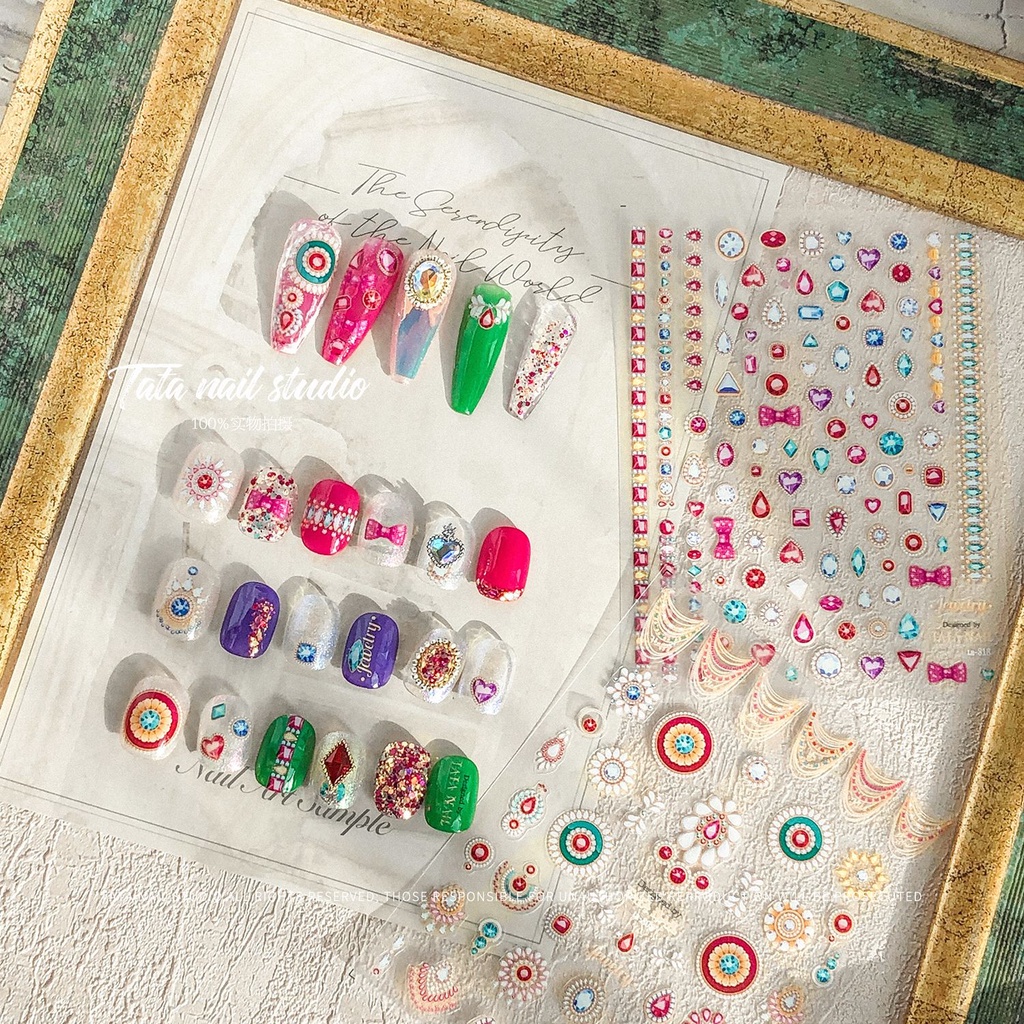 Đề Can Lá Nhôm Chất Lượng Cao Dùng Để Trang Trí Móng Tay 3D Phong Cách Bohemian