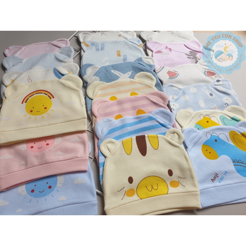 [Chọn mẫu] NÓN SƠ SINH COTTON CHO BÉ 0m+