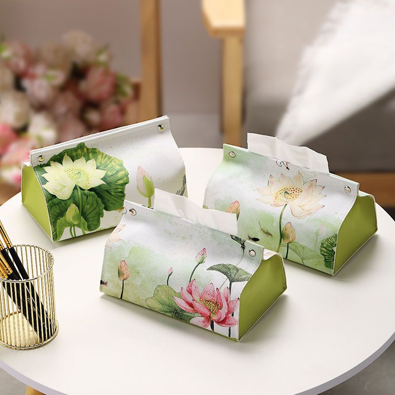 Hộp Đựng Khăn Giấy Bằng Da Cao Cấp Họa Tiết Tranh Sơn Dầu Sáng Tạo Để Bàn Phòng Khách / Xe Hơi