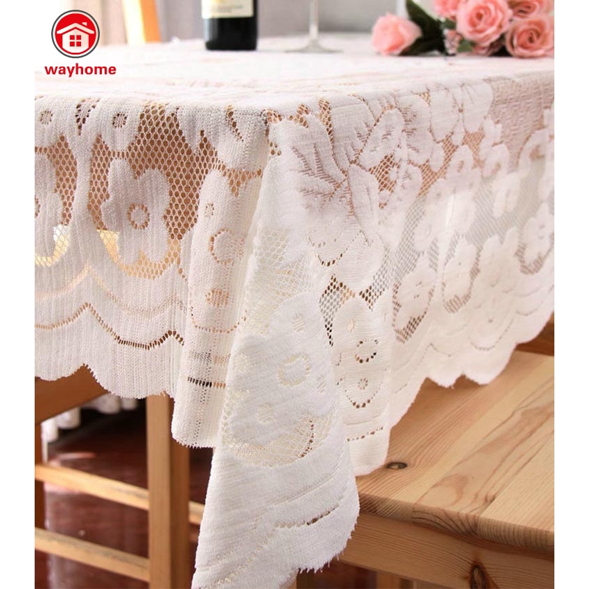 Khăn trải bàn vuông chất liệu Polyester thêu ren có thể giặt máy