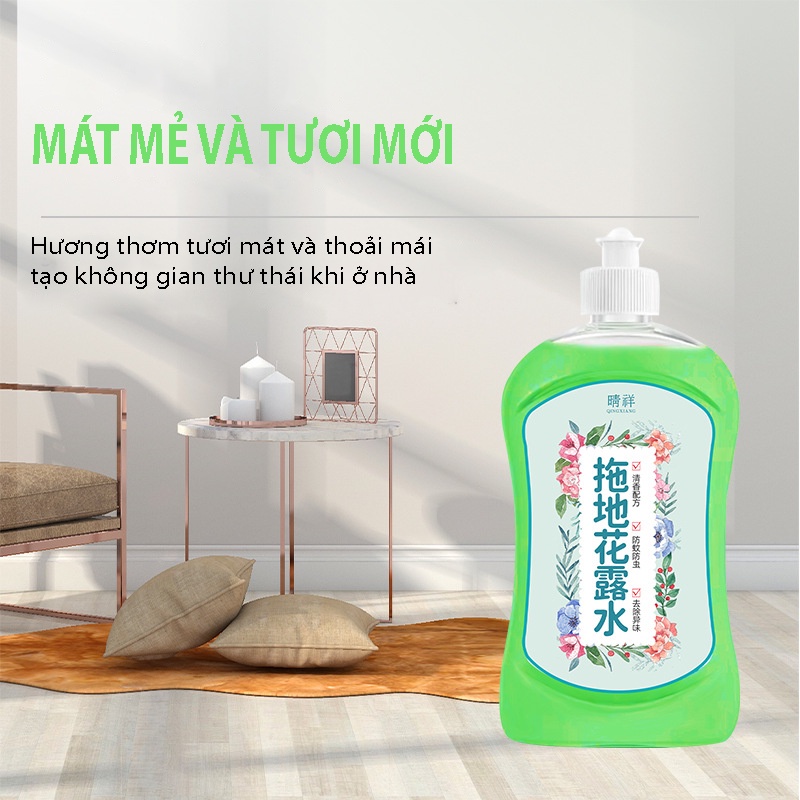 Nước Lau Sàn Đuổi muỗi Hương Tự Nhiên Dễ Chịu Không Hại Men Gạch, Thoáng Mát Nhà Cửa Chai 500ml