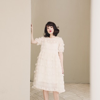 Đầm bông nổi - Ren hoa nổi cao cấp