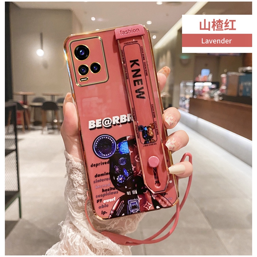 Ốp lưng Vivo Y21 Vivo Y21S Vivo Y33S điện thoại mạ điện hình gấu 3D thời trang cho