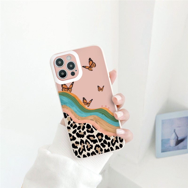 Ốp iphone - Ốp lưng iphone cạnh vuông Butterfly da báo dành cho ip 6 đến 14promax - ng281