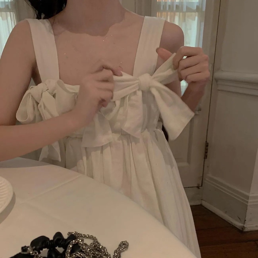 Ins Mùa Hè Mới Nơ Công Chúa Dây Treo Váy Phụ Nữ