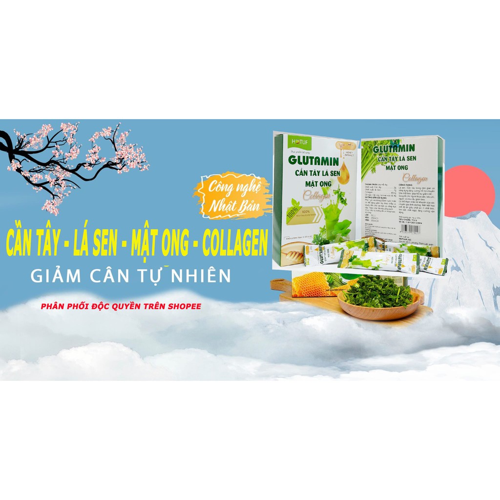 Cần tây mật ong collagen hộp 15 gói (mua 3 hộp tặng 1 bình nước detox có quai)