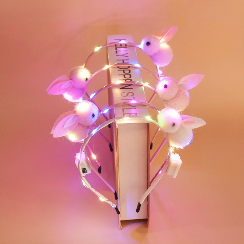 Cài Tóc Hình Tai Thỏ Có Đèn Phát Sáng Dễ Thương