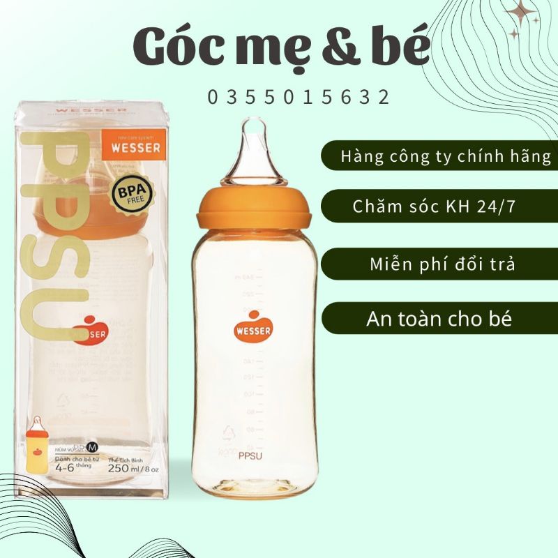 BÌNH SỮA PPSU WESSER 250ML