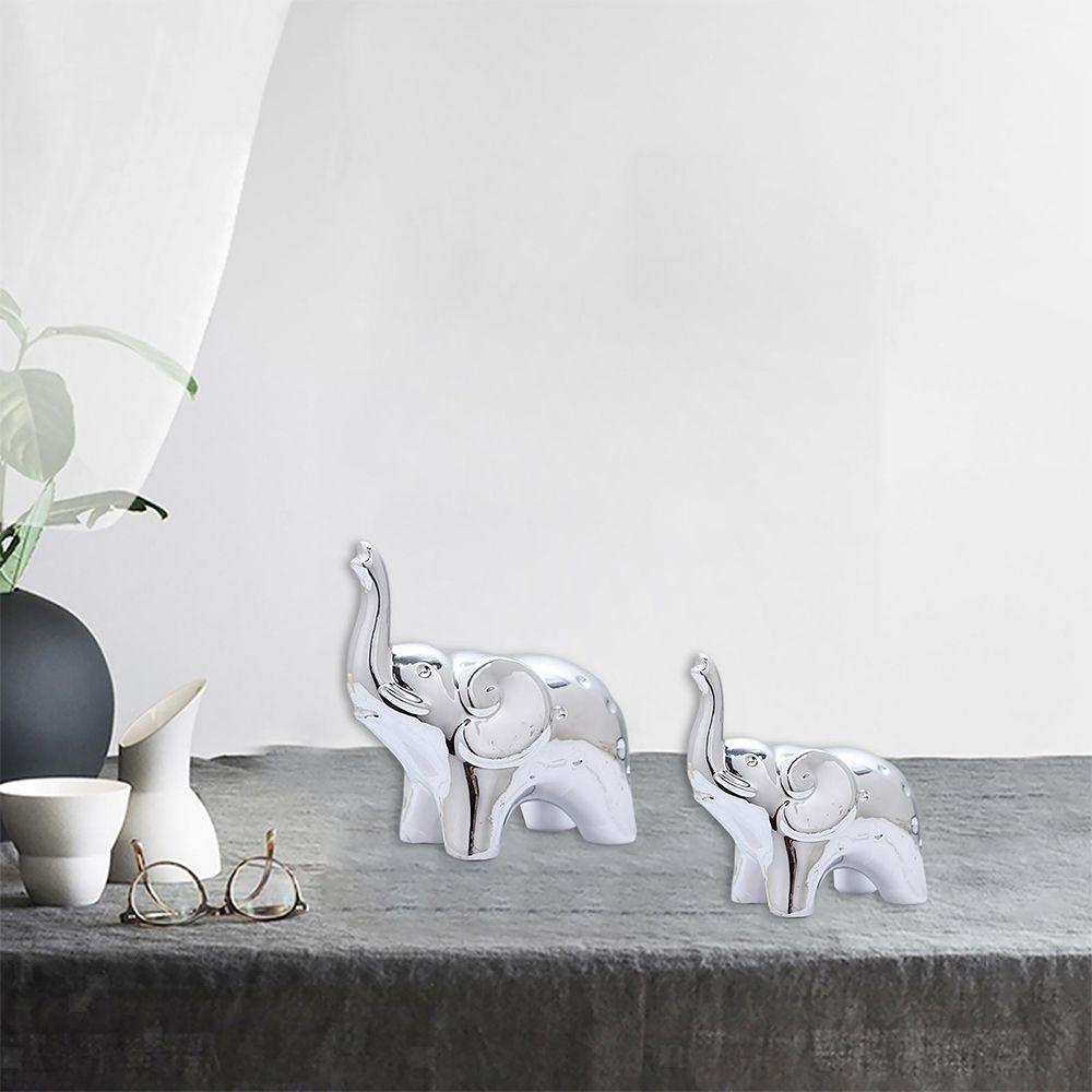 Set 2 Tượng Voi Thủ Công Để Bàn Trang Trí Phong Cách Bắc Âu
