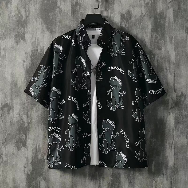 Áo Sơ Mi Tay Ngắn In Họa Tiết Khủng Long Thời Trang Hàn Quốc Chất Lượng Cao Dành Cho Nam 2022