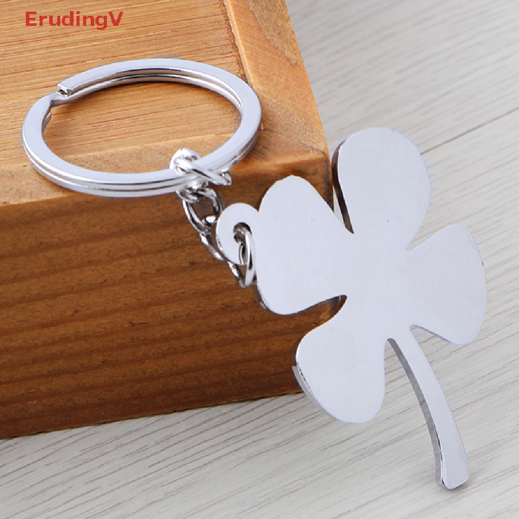 [ErudingV] Móc Khóa Cỏ Bốn Lá May Mắn Màu Xanh Lá Cây [Mới]