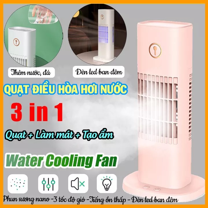 Quạt phun sương mini tích hợp đèn ngủ, phun sương tạo độ ẩm, Máy lạnh mini D3.