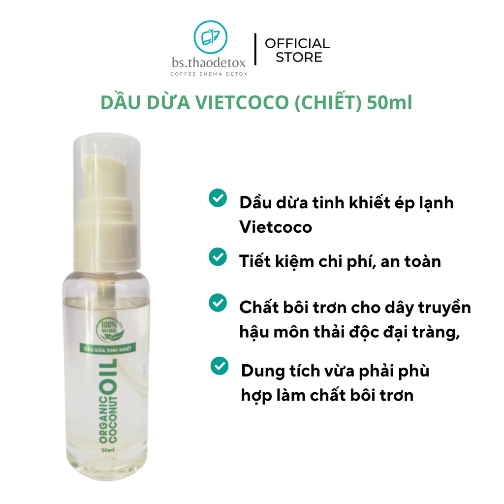 Dầu Dừa Nguyên Chất Ép Lạnh Tinh Khiết Vietcoco 50mL chai vòi xịt nhỏ giọt (chiết nhỏ tiện lợi) | BigBuy360 - bigbuy360.vn