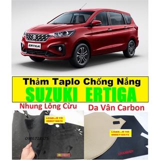 Thảm Taplo Chống Nắng Suzuki Ertiga 2022-2019 Mẫu Nhung Lông Cừu, Da Carbon Cao Cấp