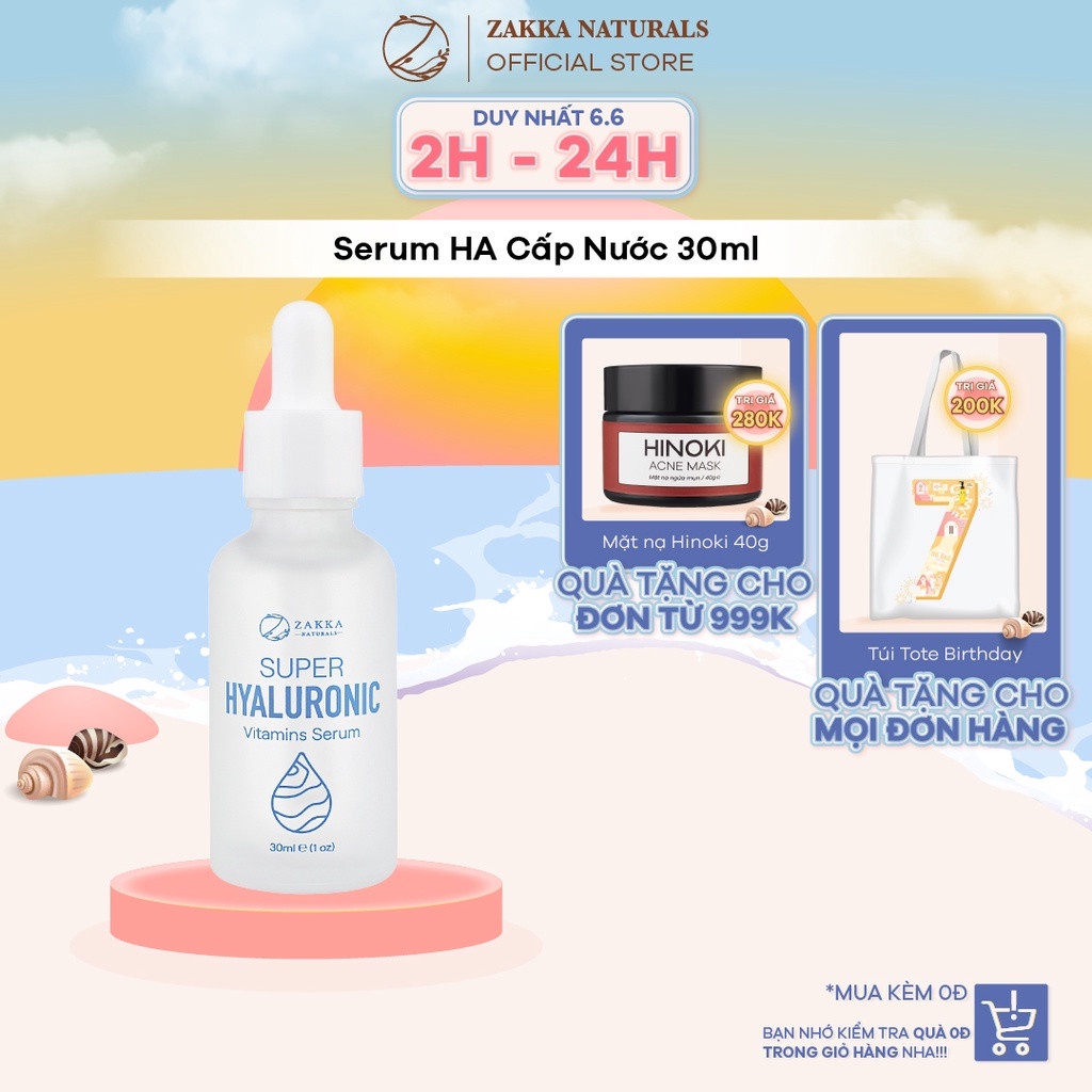 Serum (Tinh Chất) Cấp Nước Zakka Naturals Super Hyaluronic Vitamins Serum 30ml
