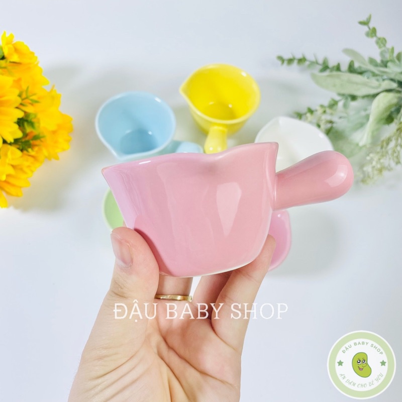 Bát ăn dặm, chén ăn dặm gốm sứ  hình gáo tay béo cho bé tập ăn dặm 90ml