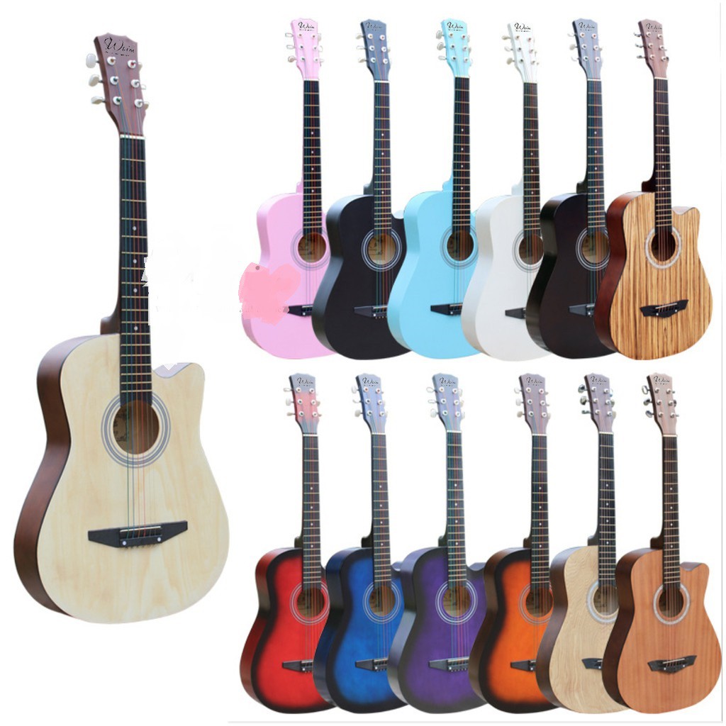 Đàn Guitar Acoustic Gỗ Hồng Đào Dáng Khuyết Màu Cam