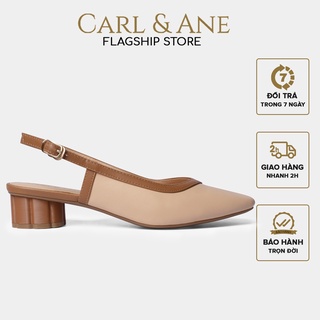 Carl & Ane - Giày cao gót mũi vuông hở gót phối dây cao 3cm màu kem đậm