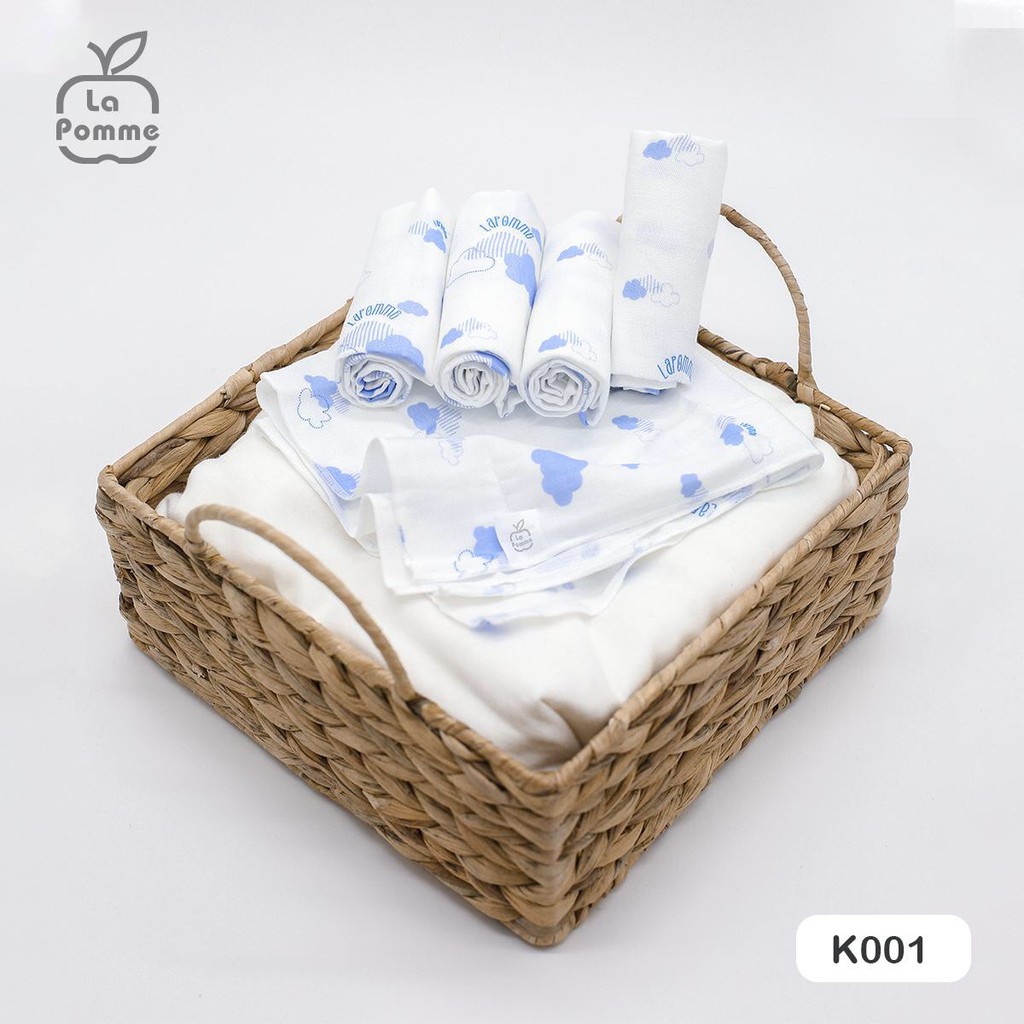 SET 5 KHĂN SỮA SỢI TRE LỤA 30X30 K001 LA POMME