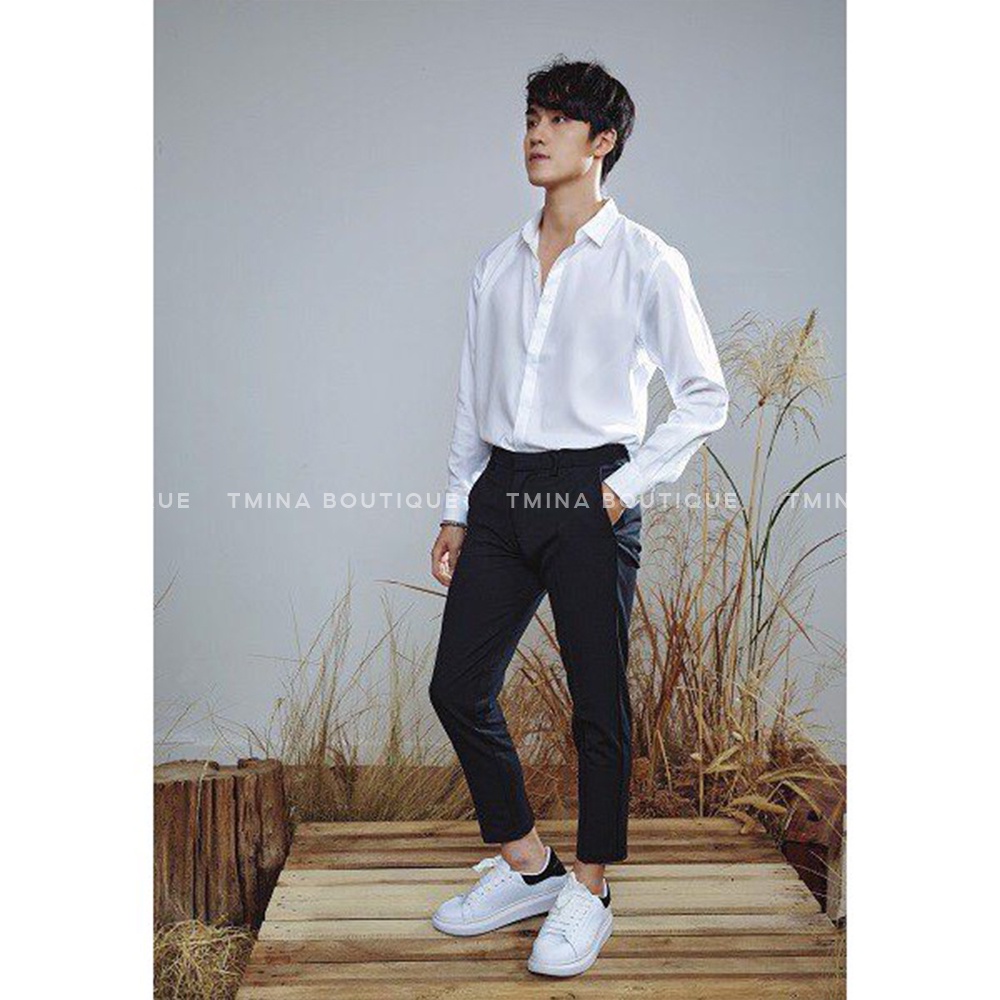 Áo sơ mi trắng cổ bẻ nam TMINA chất vải kate lụa không nhăn cao cấp thoáng mát - SM102 | BigBuy360 - bigbuy360.vn