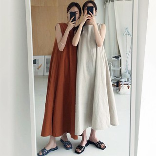 Đầm nữ dáng dài oversize - đầm vintage - váy tanktop