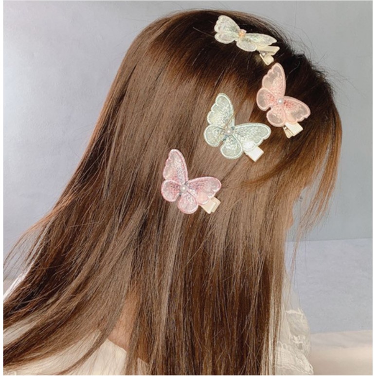 Kẹp tóc thêu bươm bướm. Phụ kiện tóc xinh cho bạn gái.
