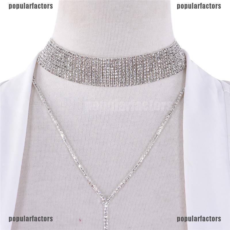 Vòng cổ choker đính đá pha lê nhân tạo thời trang