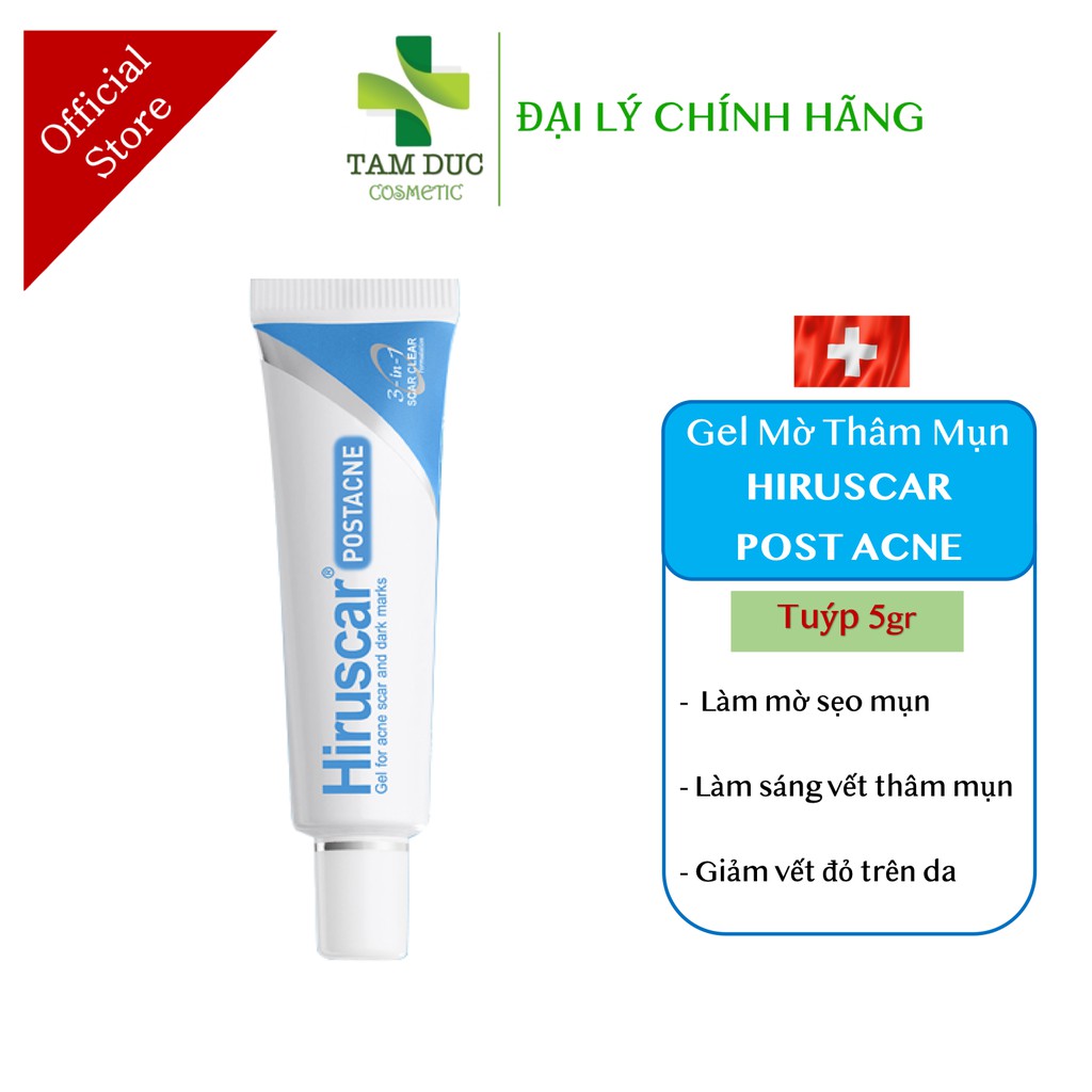 HIRUSCAR POST ACNE [Tuýp 5g] - Gel làm mờ sẹo mụn và thâm mụn [hirusca / híuca / hirucar]