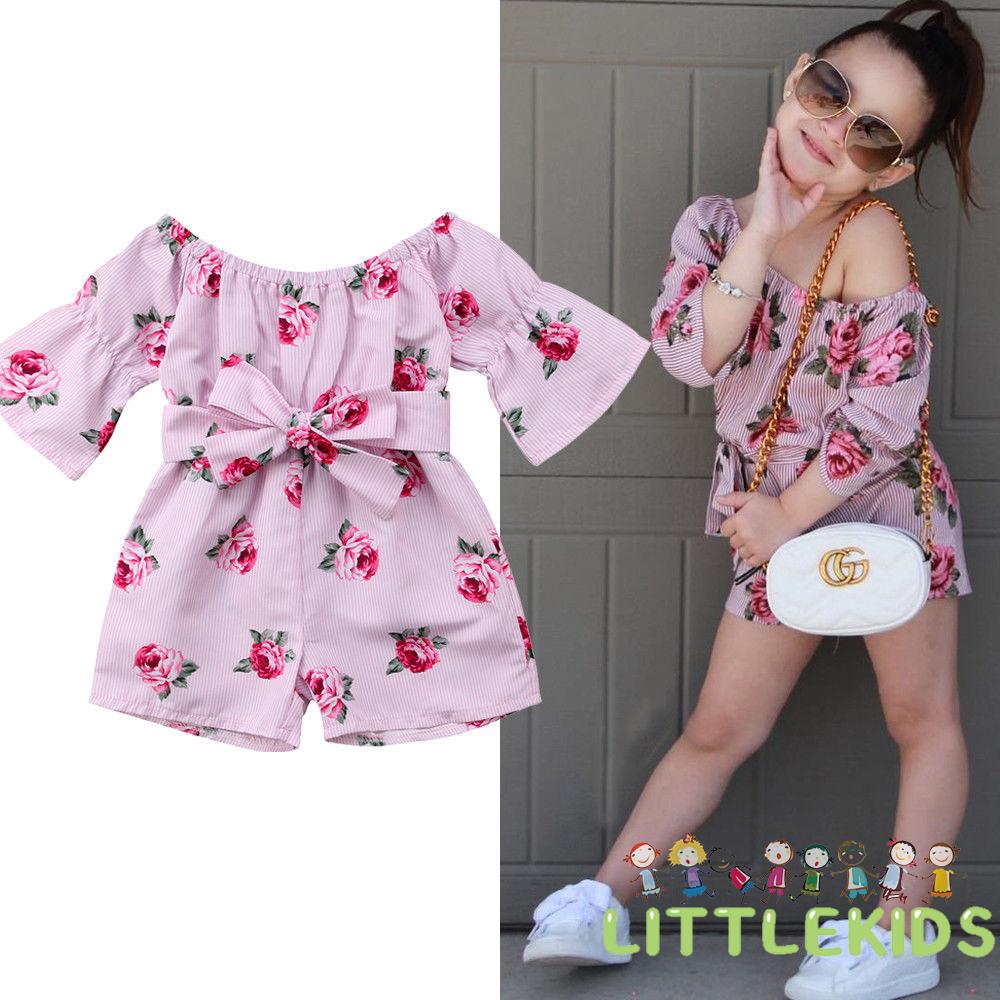 Bộ áo liền quần họa tiết hoa xinh xắn dành cho bé gái