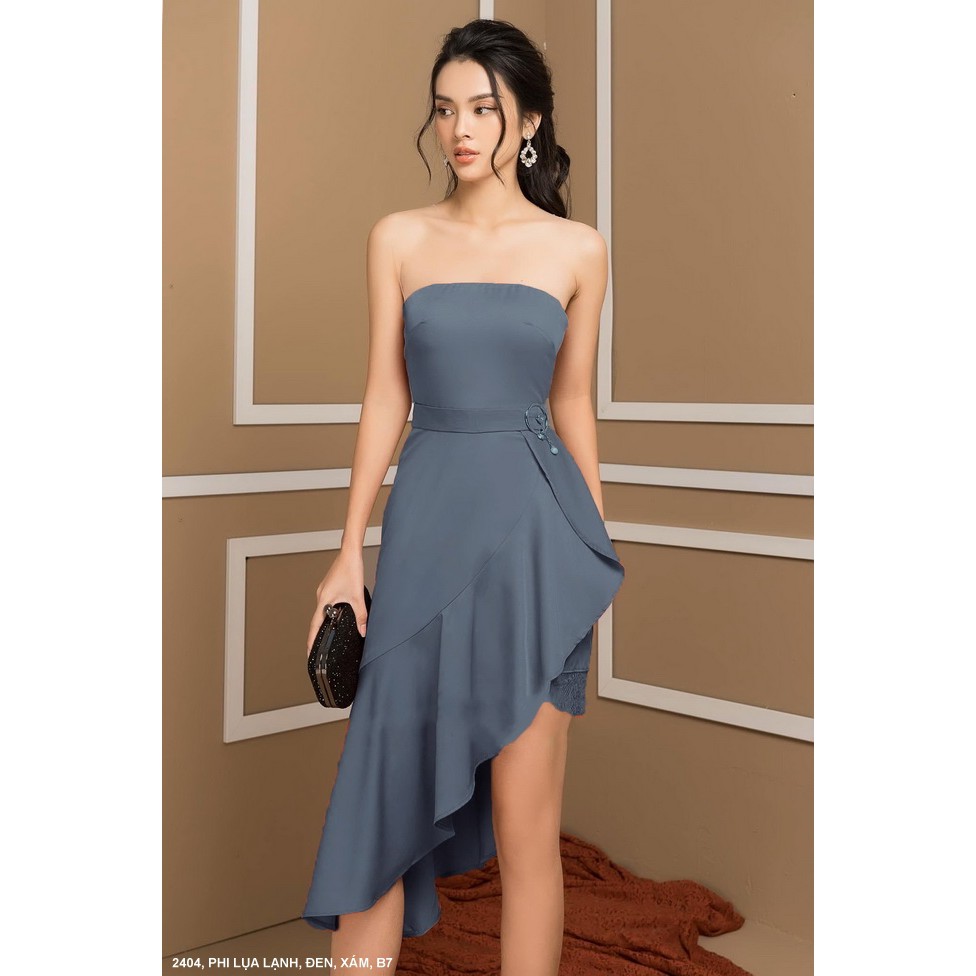 Đầm phi lụa lạnh cúp ngực lai xéo phối ren đùi cực sexy (có nhiều size và màu)