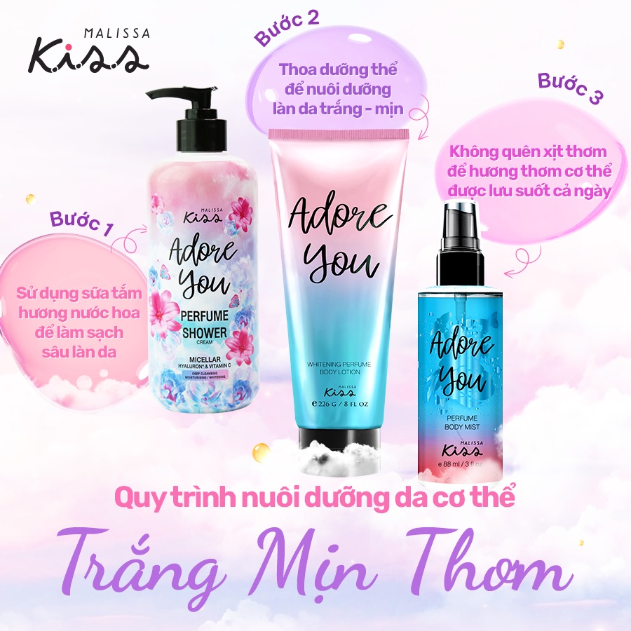 Combo Malissa Kiss Bộ Ba Sữa Tắm & Sữa Dưỡng & Xịt Thơm - Hương Sweet Poison