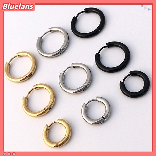 Khuyên Tai Tròn Thép Titan 16/21/23mm Phong Cách Gothic