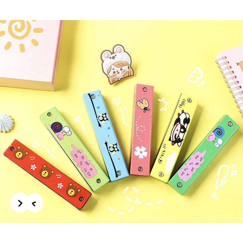 Đồ chơi âm nhạc kèn Harmonica bằng gỗ 16 lỗ cho bé