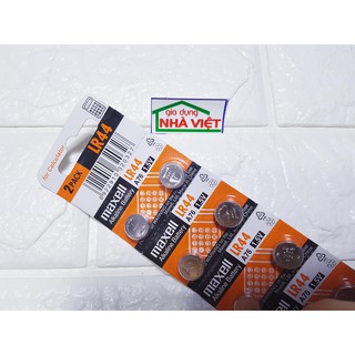Vỉ 10 pin cúc áo Maxell Alkaline LR44 – SR44 – AG13 – CA18
