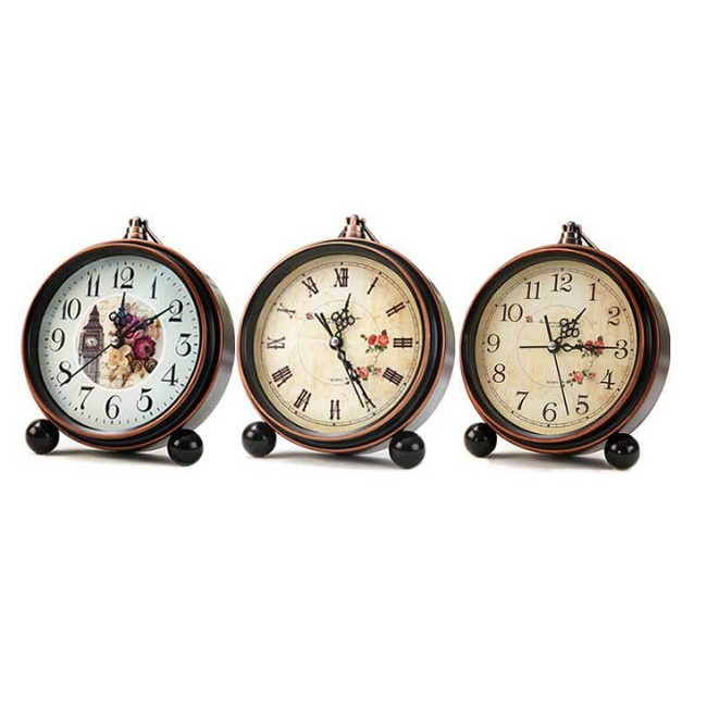 Đồng hồ để bàn và treo tường cổ điển phong cách retro, đường kính 13.5cm (SR6B)