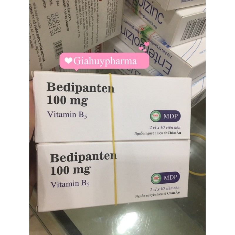 Bedipanten viên uống bổ sung vitamin B5 kích thich mọc tóc kiểm soát nhờn trên da hộp 20 viên