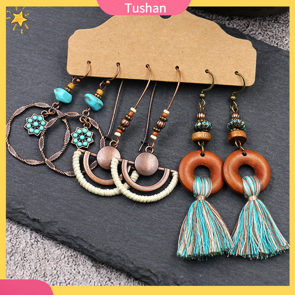 Set 3 Cặp Hoa Tai Phong Cách Vintage Thời Trang Dành Cho Nữ