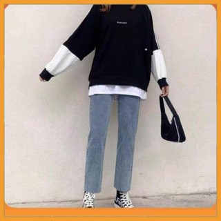 Quần jean baggy nữ, dáng suông rộng, jeans rách gấu NS-01 phong cách Hàn Quốc LOVE WEAR Hàng loại 1 chất đẹp đẹp