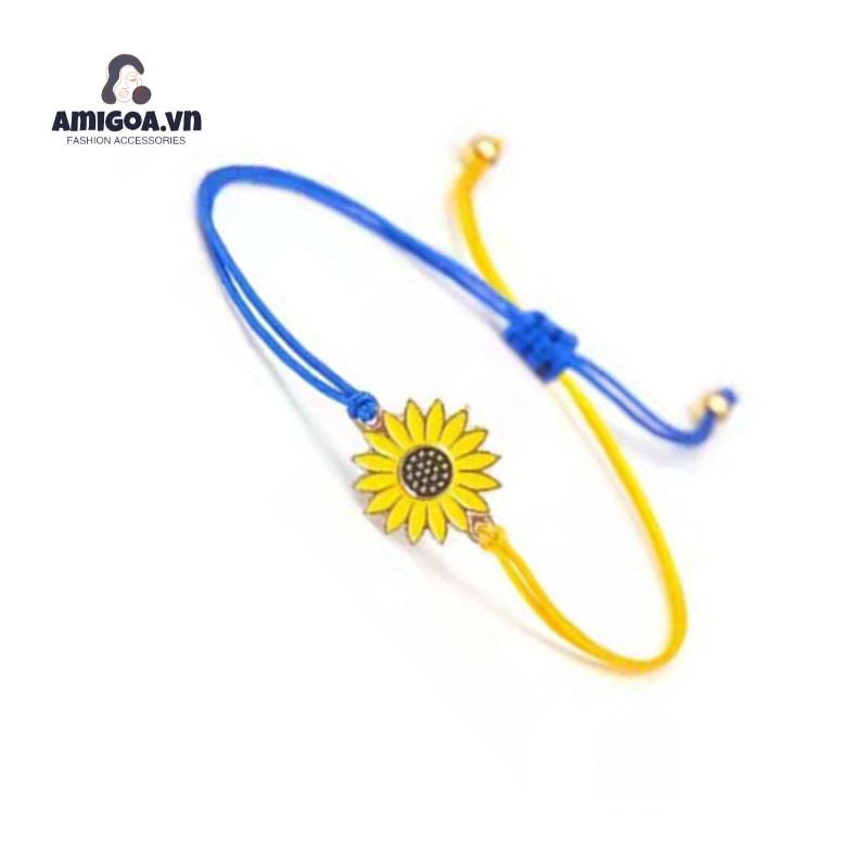 ✨✨Vòng Đeo Tay Bằng Sợi Sáp Dệt Hoa Hướng Dương/Hoa Cúc/Hoa Cúc Màu Vàng/Xanh Dương