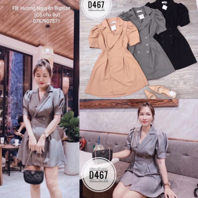 60-90kg [Ảnh thật] BIGSIZE ĐẦM CỔ VEST D467