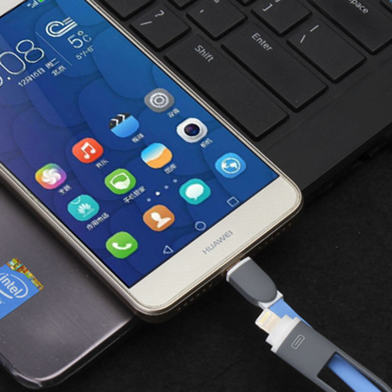 Dây cáp sạc truyền dữ liệu 2 trong 1 phù hợp cho iPhone Android