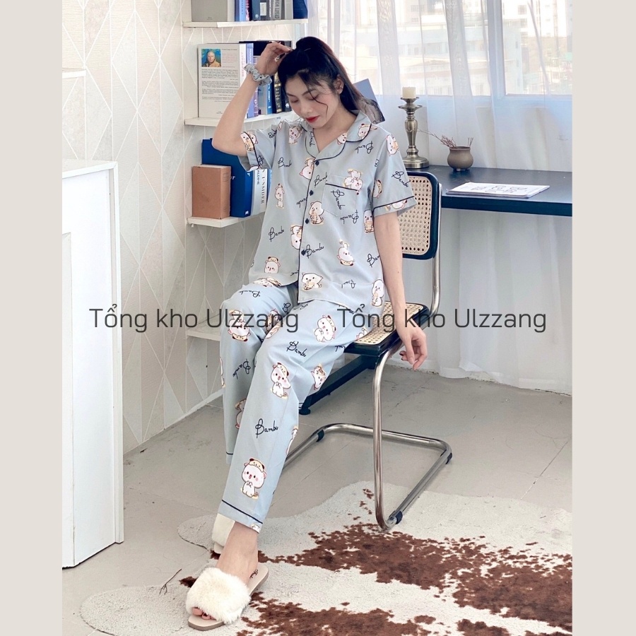 Bộ ngủ pijama kate Thái tay ngắn quần dài